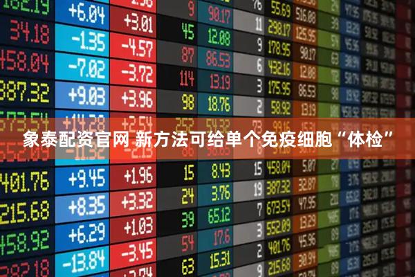 象泰配资官网 新方法可给单个免疫细胞“体检”